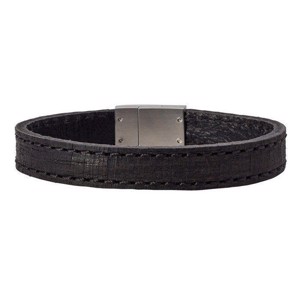 Son of Noa Herrenarmband aus schwarzem Leder - 12 mm und mit Naht